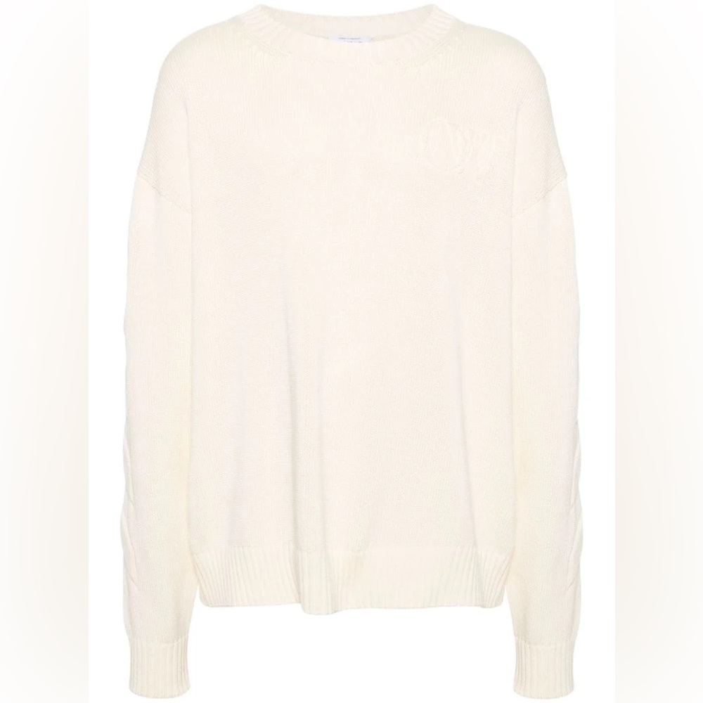 Off-White Crewneck Diagonal Stripe Jumper Beige Men’s Size Large
